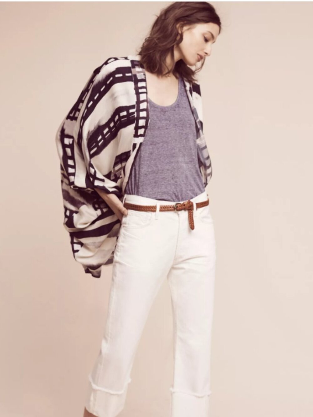 Anthropologie Floreat Graphic Dolman-Sleeve Kimono-NWT